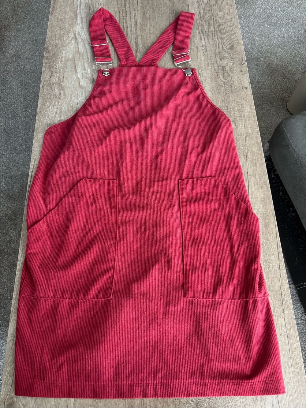 Red Corduroy Pinafore Dress